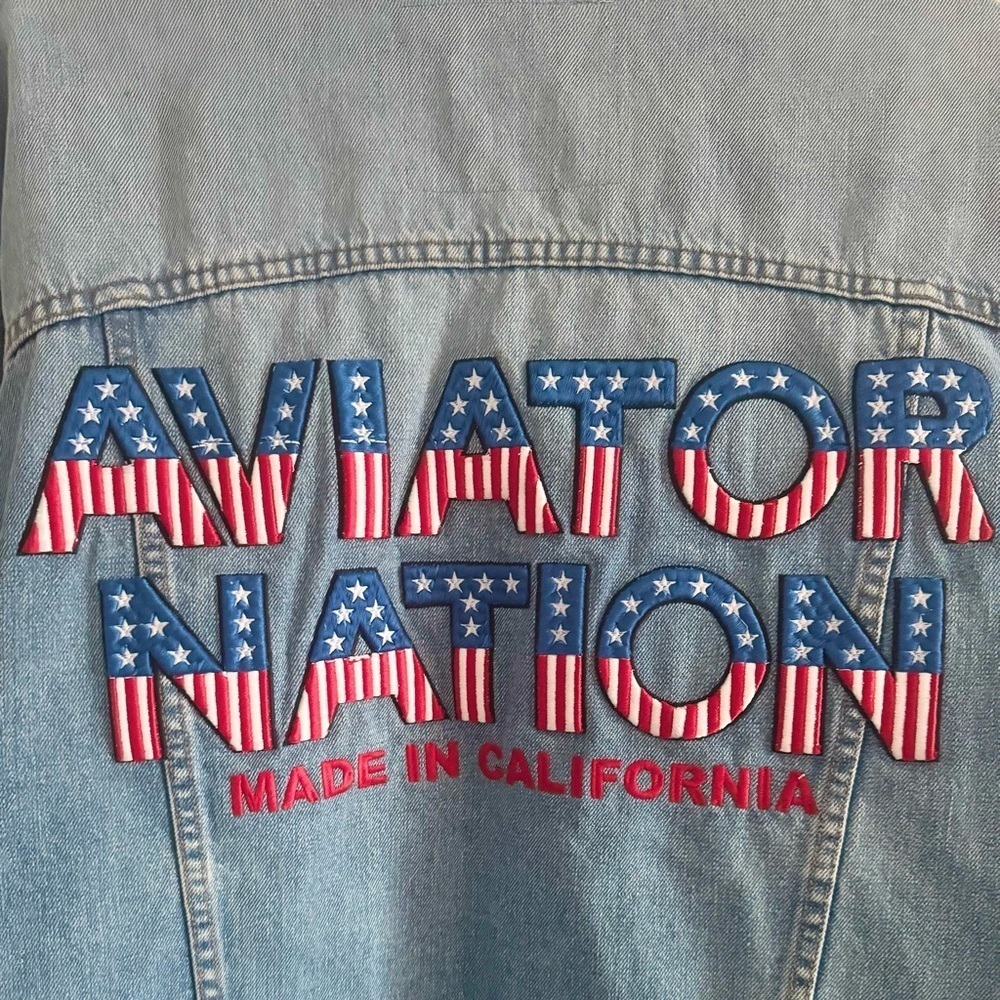Aviator Nation Oversized Concert Denim Jacket 100% Cotton USA Forth of July - Picture 5 of 17